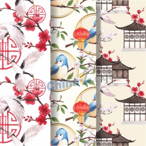 中国风水彩插画图案背景图